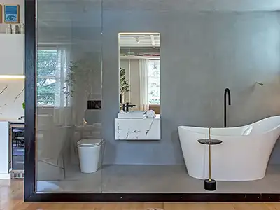 moderne, ergonomische Badewanne mit Glaswand von der Rieger – Ihre Bäderschmiede