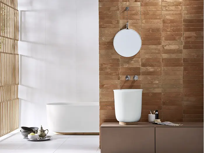 modernes Badezimmer mit Natur-Elementen von Badobjekt mit der Rieger – Ihre Bäderschmiede